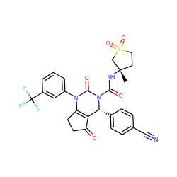 C[C@]1(NC(=O)N2C(=O)N(c3cccc(C(F)(F)F)c3)C3=C(C(=O)CC3)[C@H]2c2ccc(C#N)cc2)CCS(=O)(=O)C1 ZINC001772600919