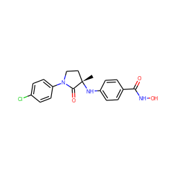 C[C@]1(Nc2ccc(C(=O)NO)cc2)CCN(c2ccc(Cl)cc2)C1=O ZINC000169075644