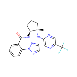 C[C@]1(Nc2cnc(C(F)(F)F)cn2)CCC[C@@H]1NC(=O)c1ccccc1-n1nccn1 ZINC001772587277