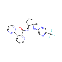 C[C@]1(Nc2cnc(C(F)(F)F)cn2)CCC[C@@H]1NC(=O)c1ncccc1-c1ncccn1 ZINC001772652889