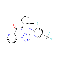 C[C@]1(Nc2ncc(C(F)(F)F)cc2F)CCC[C@H]1NC(=O)c1ncccc1-n1nccn1 ZINC001772639981