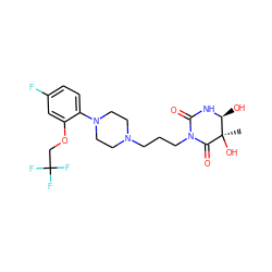 C[C@]1(O)C(=O)N(CCCN2CCN(c3ccc(F)cc3OCC(F)(F)F)CC2)C(=O)N[C@H]1O ZINC000013490012