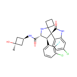 C[C@]1(O)C[C@@H](NC(=O)[C@@H]2NC3(CCC3)[C@@]3(C(=O)Nc4cc(Cl)ccc43)[C@H]2c2cccc(Cl)c2F)C1 ZINC000299826128