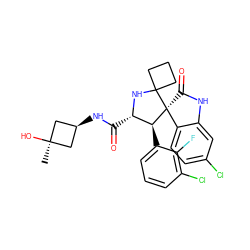 C[C@]1(O)C[C@@H](NC(=O)[C@@H]2NC3(CCC3)[C@]3(C(=O)Nc4cc(Cl)ccc43)[C@H]2c2cccc(Cl)c2F)C1 ZINC000299826124