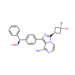 C[C@]1(O)C[C@@H](c2nc(-c3ccc([C@@H](N=O)c4ccccc4)cc3)c3c(N)nccn32)C1 ZINC000169694153