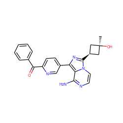 C[C@]1(O)C[C@@H](c2nc(-c3ccc(C(=O)c4ccccc4)nc3)c3c(N)nccn32)C1 ZINC000100618861