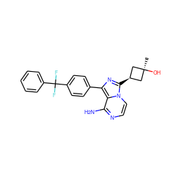 C[C@]1(O)C[C@@H](c2nc(-c3ccc(C(F)(F)c4ccccc4)cc3)c3c(N)nccn32)C1 ZINC000100618818