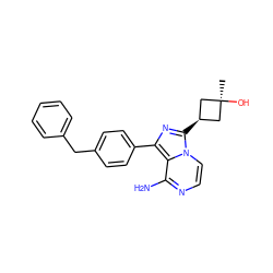 C[C@]1(O)C[C@@H](c2nc(-c3ccc(Cc4ccccc4)cc3)c3c(N)nccn32)C1 ZINC000100618724