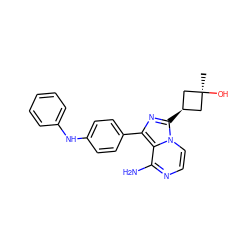 C[C@]1(O)C[C@@H](c2nc(-c3ccc(Nc4ccccc4)cc3)c3c(N)nccn32)C1 ZINC000100618715