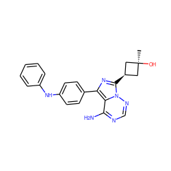 C[C@]1(O)C[C@@H](c2nc(-c3ccc(Nc4ccccc4)cc3)c3c(N)ncnn32)C1 ZINC000100619110