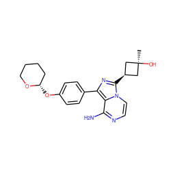 C[C@]1(O)C[C@@H](c2nc(-c3ccc(O[C@H]4CCCCO4)cc3)c3c(N)nccn32)C1 ZINC000100618700