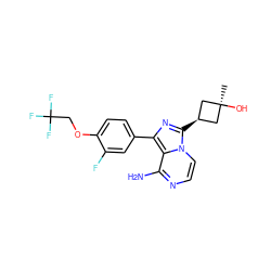 C[C@]1(O)C[C@@H](c2nc(-c3ccc(OCC(F)(F)F)c(F)c3)c3c(N)nccn32)C1 ZINC000100618809