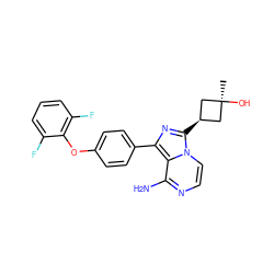 C[C@]1(O)C[C@@H](c2nc(-c3ccc(Oc4c(F)cccc4F)cc3)c3c(N)nccn32)C1 ZINC000100618863