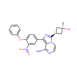 C[C@]1(O)C[C@@H](c2nc(-c3ccc(Oc4ccccc4)c([N+](=O)[O-])c3)c3c(N)nccn32)C1 ZINC000100618807