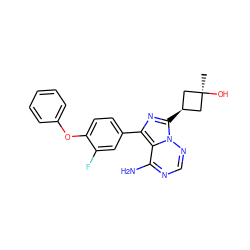 C[C@]1(O)C[C@@H](c2nc(-c3ccc(Oc4ccccc4)c(F)c3)c3c(N)ncnn32)C1 ZINC000100619107