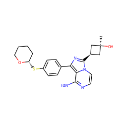 C[C@]1(O)C[C@@H](c2nc(-c3ccc(S[C@H]4CCCCO4)cc3)c3c(N)nccn32)C1 ZINC000100618732