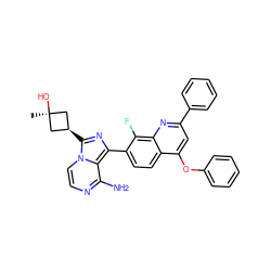 C[C@]1(O)C[C@@H](c2nc(-c3ccc4c(Oc5ccccc5)cc(-c5ccccc5)nc4c3F)c3c(N)nccn32)C1 ZINC000101688457