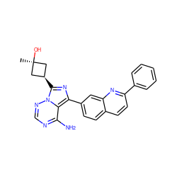 C[C@]1(O)C[C@@H](c2nc(-c3ccc4ccc(-c5ccccc5)nc4c3)c3c(N)ncnn32)C1 ZINC000101404638