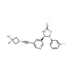 C[C@]1(O)C[C@H](C#Cc2cncc([C@H]3NC(=O)O[C@@H]3c3cccc(F)c3)c2)C1 ZINC001772620879