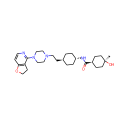 C[C@]1(O)CC[C@@H](C(=O)N[C@H]2CC[C@H](CCN3CCN(c4nccc5c4CCO5)CC3)CC2)CC1 ZINC000261186062