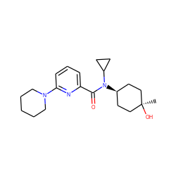 C[C@]1(O)CC[C@@H](N(C(=O)c2cccc(N3CCCCC3)n2)C2CC2)CC1 ZINC000139744328