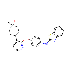 C[C@]1(O)CC[C@@H](c2cccnc2Oc2ccc(Nc3nc4ccccc4s3)cc2)CC1 ZINC000144088972