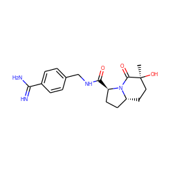 C[C@]1(O)CC[C@@H]2CC[C@@H](C(=O)NCc3ccc(C(=N)N)cc3)N2C1=O ZINC000013818737