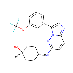 C[C@]1(O)CC[C@H](Nc2ccc3ncc(-c4cccc(OC(F)(F)F)c4)n3n2)CC1 ZINC000113132400