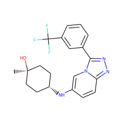 C[C@]1(O)CC[C@H](Nc2ccc3nnc(-c4cccc(C(F)(F)F)c4)n3c2)CC1 ZINC000144953635