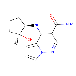 C[C@]1(O)CCC[C@H]1Nc1c(C(N)=O)cnn2cccc12 ZINC000299822919