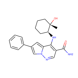 C[C@]1(O)CCCC[C@@H]1Nc1c(C(N)=O)cnn2cc(-c3ccccc3)cc12 ZINC000146109754