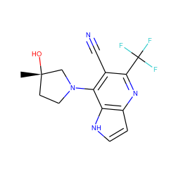 C[C@]1(O)CCN(c2c(C#N)c(C(F)(F)F)nc3cc[nH]c23)C1 ZINC001772650026