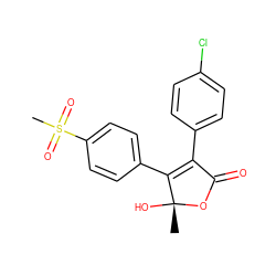 C[C@]1(O)OC(=O)C(c2ccc(Cl)cc2)=C1c1ccc(S(C)(=O)=O)cc1 ZINC000003991130