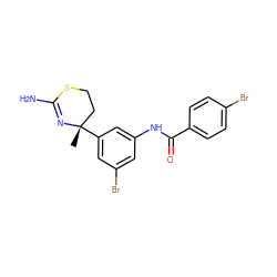 C[C@]1(c2cc(Br)cc(NC(=O)c3ccc(Br)cc3)c2)CCSC(N)=N1 ZINC000141364184