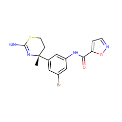 C[C@]1(c2cc(Br)cc(NC(=O)c3ccno3)c2)CCSC(N)=N1 ZINC000141704920