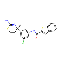 C[C@]1(c2cc(Cl)cc(NC(=O)c3cc4ccccc4s3)c2)CCSC(N)=N1 ZINC000141468267