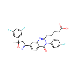 C[C@]1(c2cc(F)cc(F)c2)CC(c2ccc3c(=O)n(-c4ccc(F)cc4)c(CCCCC(=O)O)nc3c2)=NO1 ZINC000103240790