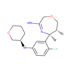 C[C@]1(c2cc(N[C@@H]3CCCOC3)ccc2F)N=C(N)COC[C@@H]1F ZINC000169702879