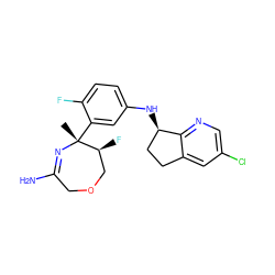 C[C@]1(c2cc(N[C@@H]3CCc4cc(Cl)cnc43)ccc2F)N=C(N)COC[C@@H]1F ZINC000169702874