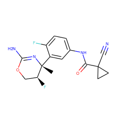 C[C@]1(c2cc(NC(=O)C3(C#N)CC3)ccc2F)N=C(N)OC[C@@H]1F ZINC000169702967