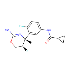 C[C@]1(c2cc(NC(=O)C3CC3)ccc2F)N=C(N)OC[C@@H]1F ZINC000169702968