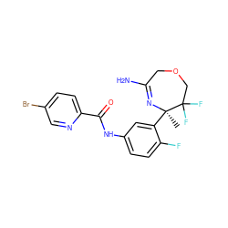 C[C@]1(c2cc(NC(=O)c3ccc(Br)cn3)ccc2F)N=C(N)COCC1(F)F ZINC000113660954