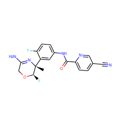 C[C@]1(c2cc(NC(=O)c3ccc(C#N)cn3)ccc2F)N=C(N)CO[C@@H]1F ZINC000211363323