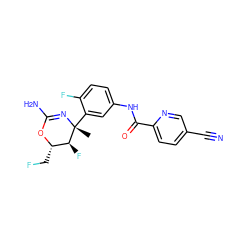 C[C@]1(c2cc(NC(=O)c3ccc(C#N)cn3)ccc2F)N=C(N)O[C@@H](CF)[C@@H]1F ZINC000219151242