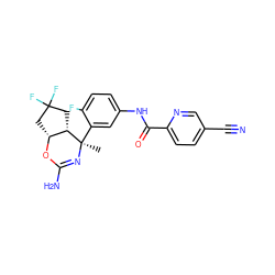 C[C@]1(c2cc(NC(=O)c3ccc(C#N)cn3)ccc2F)N=C(N)O[C@@H]2CC(F)(F)C[C@@H]21 ZINC000169334555