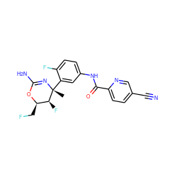 C[C@]1(c2cc(NC(=O)c3ccc(C#N)cn3)ccc2F)N=C(N)O[C@H](CF)[C@@H]1F ZINC000219662157