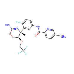 C[C@]1(c2cc(NC(=O)c3ccc(C#N)cn3)ccc2F)N=C(N)OC[C@@H]1OCC(F)(F)F ZINC000169702983