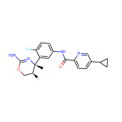 C[C@]1(c2cc(NC(=O)c3ccc(C4CC4)cn3)ccc2F)N=C(N)OC[C@@H]1F ZINC000169702958