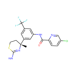 C[C@]1(c2cc(NC(=O)c3ccc(Cl)cn3)cc(C(F)(F)F)c2)CCSC(N)=N1 ZINC000096174351