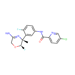 C[C@]1(c2cc(NC(=O)c3ccc(Cl)cn3)ccc2F)N=C(N)CO[C@@H]1F ZINC000169335903